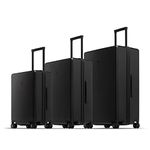 LEVEL8 Suitcase Set of 3, Hand Luggage Set of 3 Elegance Matt Design 100% PC Trolley Suitcase TSA Approved Checked Luggage with 8 Spinner Wheels (Black, 40L/65L/105L)