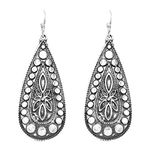 Rosemarie & Jubalee Women's Statement Western Chic Burnished Silver Tone Tailored Teardrop Concho Dangle Earrings, 2"