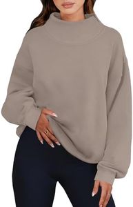 ANRABESS Womens Oversized Sweatshirts Turtleneck Pullover Long Sleeve Hoodies Tops 2026 Fall Fashion Preppy Outfits Khaki-XL