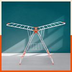 Bathla Foldable Clothes Drying Stand - Neo | 26 Drying Rails - 45 Feet Drying Length | Lightweight, Alloy Steel | Bright Orange | 2 Year Warranty