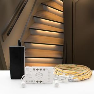RWOFNIA Motion Sensor with Daylight Sensor Sync Light Up Type LED Stair Lighting Kit SSL-0516, Suilt for 20-40inches Wide Indoor Staircase (Warm White 3000K, 20 Stairs)