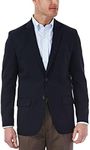 Haggar Men's Travel Stretch Tailored Fit 2-Button Side Vent Solid Blazer, Midnight, 48 Long