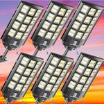 Vzyhik 6-Pack Solar Street Lights Outdoor 4800W, 480000LM, 7000K Dusk to Dawn, IP67 Waterproof Motion Sensor, Energy-Saving Solar Parking Lot Lights for Homes and Businesses