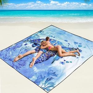 WIWIGO Beach Blanket Waterproof Sandproof Beach Mat 79" X 83"/10'x9'for 2-8 Adults Quick Drying Outdoor Picnic Mat Beach Accessories for Travel, Camping, Hiking