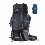 TRAWOC PEAKPRO 75 Liter Travel Backpack for Hiking Trekking Bag Camping Rucksack with Laptop Compartment/Rain Cover/Shoe Compartment BHK002, 3 Year Warranty, Grey