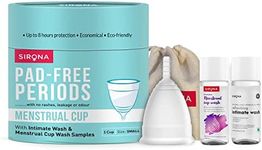 Sirona Reusable Menstrual Cup - Small Size With Pouch, 15ml Mini Intimate Wash & Cup Wash, Ultra Soft, Odour & Rash Free, No Leakage, Protection For Upto 10-12 Hours, FDA Approved