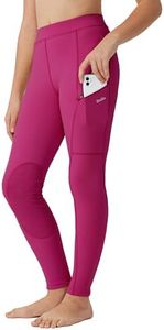 Willit Girls Horse Riding Pants Tights Kids Equestrian Breeches Knee-Patch Youth Schooling Tights Zipper Pockets Rose Red S