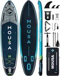 MOUSA 11'6"×34" Extra Wide Inflatable Stand Up Paddle Board, Stable Long SUP for 2 People/Family, Shoulder Strap, 5 Handles, 100L Backpack, All-Round Sup Board, 3 Removeable Fin