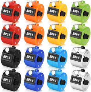 Kathfly 16 Pcs Handheld Clicker Counter 4 Digit Mechanical Tally Counter Assorted Color Pitch Palm Counter for Counting Numbers Knitting Coaching Golf Lap Fishing School Sports Event (Bright Color)