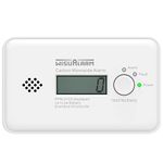 Carbon Monoxide Detector, 10 Years Battery Carbon Monoxide Alarm, CO Alarm with LCD Display and Test/Silence Button Conforms to EN50291 Standard