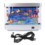 Mini Fish Tank, Realistic Dynamic Artificial Aquarium Fake Fish Tank for Kids Move Virtual Aquarium Cats Love to Watch Office Desk Decoration Send a Sticker