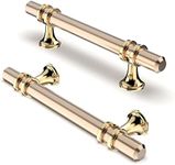 FURNIWARE Pack of 10 Cabinet Handles, Hardware Drawer Pulls, Zinc Alloy + Aluminum Kitchen Cabinet Door Handles Pull, 96mm(3.8 Inch) Hole Center Gold + Oxidized Bright Gold