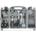 Hi-Spec 54 Piece Household DIY Tool Kit Set. Blue Hand Tools for Home Repair in a Carry Case. Includes a Carabiner Keyring & Mini Bottle Opener