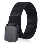 ZORO Men's Nylon Fabric Belt for Men, Plastic Flap Buckle, fits on upto 40 inches waist size (Black, 1)