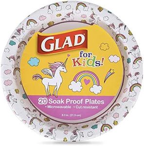 Glad for Kids Unicorn Paper Plates - Heavy Duty Disposable Party Plates, Colorful Design for Birthday Parties, Zoo Pals, Kids Paper Plates Bulk, Pack of 20, 8.5 Inch