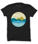 Quote Marshals Abstract Mountain Black Cotton T-Shirt for Men's 2XL