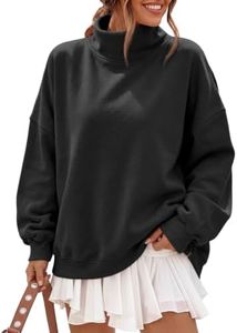 Trendy Queen Women’s Fleece Oversized Sweatshirts Fall Winter Mock Neck Pullover with Pockets Black L