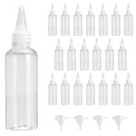 Omevett 20 Pcs Squeezy Bottles with Nozzles Small Plastic Squeeze Bottle 100ml Mini Sauce Bottles Clear Squeeze Condiment Bottles Liquid Dropper Dispensing Bottles with 4 Funnel for Sauce Lotion