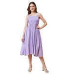 Globus Women Lavender Polka Dobby Print Smocked Fit And Flare Midi Dress-3638513004, Medium