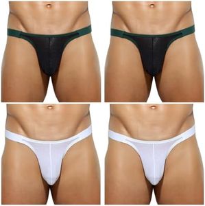 Casey Kevin Men's Sexy Breathable Mesh G-Strings Thong Bulge Pouch Tagless Underwear,4 Pack-Mutilcolor