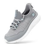 FitVille Women's Slip On Sneakers Wide Shoes Hands Free Running Shoes Slip-On Walking Shoes for Flat Feet Plantar Fasciitis Heel Pain Relief - Cloud Walker V7, Ash Gray, 9 Wide