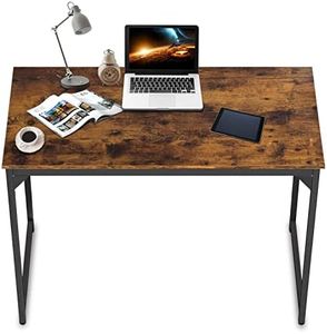 Computer Desk 39 inch Home Office Desk Writing Study Table Modern Simple Style PC Desk with Black Metal Frame (Brown)