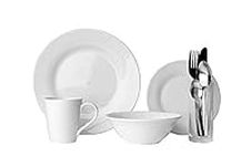 Sabichi Porcelain Dinner Set & Stainless Steel Cutlery - 9 Piece Porcelain dinnerware Set - Microwave/Dishwasher Safe - AB Grade Porcelain - Easy to Clean - Uni Ready