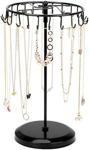 BELLE VOUS Expositores de Bisuteria Metal Negro Giratorio (23 Ganchos) – 34,8 x 20,5 cm – Torre Colgador Collares, Brazaletes, Anillos y Pendientes - Cuelga Collares de Mesa