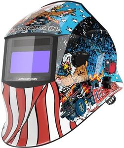 ARCCAPTAIN Large Viewing Screen Welding Helmet, 1/1/1/1 Top Optical Clarity Auto Darkening Welding Hood, 4 Arc Sensor 1/25000s Response Time True Color Weld Hood Helmet HSH-S800 Fly Eagle