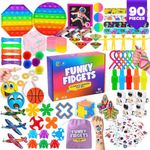 VB Fidget Toys Pack – 90-Pcs Fidget Toys for Kids with Popper Toy, Fidget Cube, Tubes, Stress Balls – Fidget Toys for Kids’ Party Favours, Classroom Prizes – Sensory Toys for Anxiety, Stress Relief