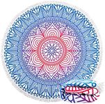 Retreez Large & Thick Microfiber Mandala Round Beach Towel Throw Blanket with Fringed 62"x 62" Soft Absorbent Quick Dry Multi-Purpose Picnic Yoga Meditation Mat Roundie for Women Men Boy Girl Kids