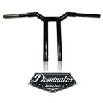 Dominator Industries 1 1/4 inch Lane Splitter MX-T Bar, 12 inch Rise, Gloss Black for 1996-2018 Dyna, Softail and Sportster