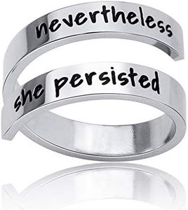 NewChiChi Ring Adjustable Inspirational Keep Going Ring for Men Women Boys Girls, Stainless Steel