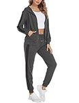 Parabler Sportswear Women's Jogging Suit Sportswear Two-Piece Leisure-Suit Fitness Dark Grey S