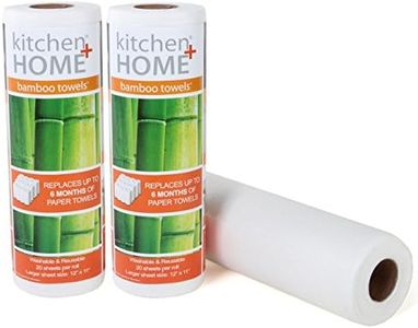 Kitchen + Home Paper Towel Alternative – Heavy Duty Washable Reusable Rayon Towels Made From Bamboo - One roll replaces 6 months of towels! 2 Pack