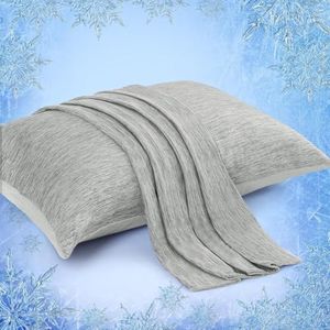 Elegear Cooling Pillow Cases for Hot Sleepers, Japanese Q-Max 0.45 Cooling Pillowcases, Both Sides[Cooling/Nylon], Breathable Soft Pillowcase for Hair and Skin, Set of 2-Gray (Queen (50x 80cm))