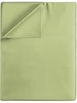 Queen Size Flat Bed Sheet - Hotel Luxury Single Flat Sheet Only - Wrinkle Free & Fade Resistant Flat Sheet - Extra Soft, Comfy & Breathable Sheet for Women & Men - Light Olive Green Flat Sheet Only