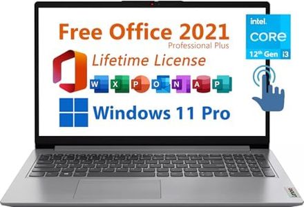 Lenovo 15.6" Business Laptop, Free Microsoft Office 2021 with Lifetime License, FHD Touchscreen Display, Intel 6-Core i3-1215U Upto 4.4 GHz, 16GB RAM, 512GB SSD, WiFi 6, 7 Hrs Battery, Windows 11 Pro