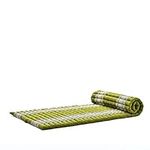 Leewadee - Foldable Floor Mattress - Japanese Roll Up Futon -Trifold Tatami Mat- Guest Floor Bed - Camping Mattress - Thai Massage Mat, Kapok Filled, 75 x 28 inches, Green