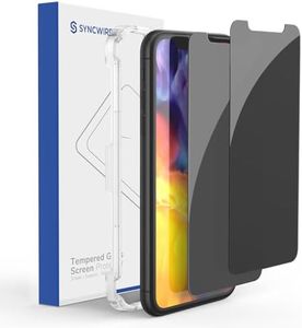 SYNCWIRE Privacy Screen Protector for iPhone 11/XR 6.1'', 2-Pack Unbreakable Anti Spy Tempered Glass Saver Black[Easy Installation Frame][10X Stronger][Bubble Free][Sensitive Touch]