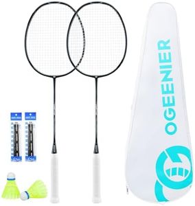 OGEENIER Badminton Rackets Set of 2, 2 Player Badminton Set for Outdoor Backyard Games, Includes 2 Nylon Birdies, 2 Replacement Grips Tape, 1 Carrying Bag