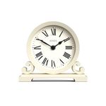 Jones Clocks® 'Saloon' mantel clock - classic double scroll design in pale cream with roman numerals, traditional style for desk, table, shelf, or bedside