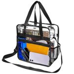 M MUNCASO Clear Tote Bag Large Toiletry Bag Transparent Bag Clear Crossbody Bag with Adjustable Shoulder Strap and Zipper Closure, Perfect for Work, Sports Games, Concert (Black#1)