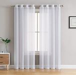 HLC.ME White Sheer Curtains 72 inches Long - 2 Panels Semi Sheer Voile Window Curtain Drapes Grommet Panels for Bedroom, Living Room & Kids Room (54" W x 72" L, White)