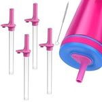 Vodolo Straw Replacement Compatible with Zak Straw Cups for Kids,4PCS 15 oz Tumbler Water Bottle Reusable Silicone Straw BPA-Free with Straw Cleaning Brush for Zak Designs 12 oz Toddler Cups (Pink)