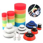 Bestcool Polishing Pads for Drill, 29pcs Sponge Wool Polishing Waxing Buffing Pads Kit for Auto Car Polishers, Polishing Sponge Pads with 2pcs M14 Drill Adapters for Car Polishing, Sanding, Waxing