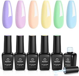 Beetles Esmaltes Semipermanentes de Uñas en Gel, de 6 Colores 7.5ml Set, Lámpara Seca, Kit de Manicura Pastel Suave DIY, Primavera Verano Verde Amarillo Azul Rosa Morado Regalo