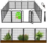 Getlay Tall Garden Fence with Gate 48 in(H)×27 in(L) 12 Panels Total 26.6 Ft(L), Garden Fencing to Keep Dogs Out, Heavy Duty Iron Metal Animal Barrier Fence, Flower Bed Fencing, Anti Dig Fence Barrier