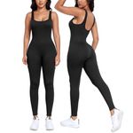 Litthing Women’s Ribbed Jumpsuit Sleeveless Sexy Yoga Butt lift Bodysuit One Piece Workout Outfit Romper Fitness Playsuit