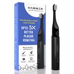 Hammer Ultra Flow 2.0 Electric Toothbrush and 2 Replaceable Brush Heads for Men and Women, 3 Brushing Modes, Rechargeable Battery, Waterproof, Super-Soft Bristles, Electric Toothbrush (Black)